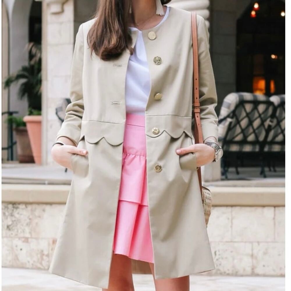 Draper James Beige Trench Coat with Gold Buttons